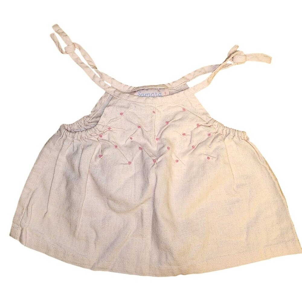 Baby Vintage Samara Pink Linen Blend Tank Top Shirt Top Size 12 Months Pin Tucks